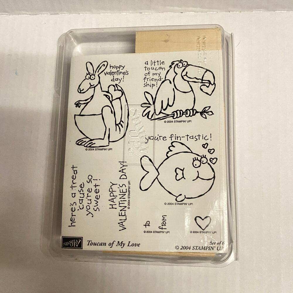 New Stampin' Up! 2004 6 Toucan of My Love Valentine's Day Wood Rubber Stamps